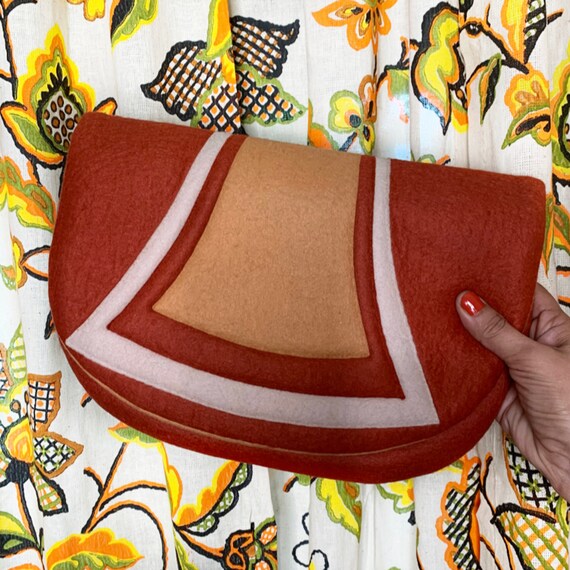Joseph Magnin Vintage Felt Clutch Handbag Retro Or