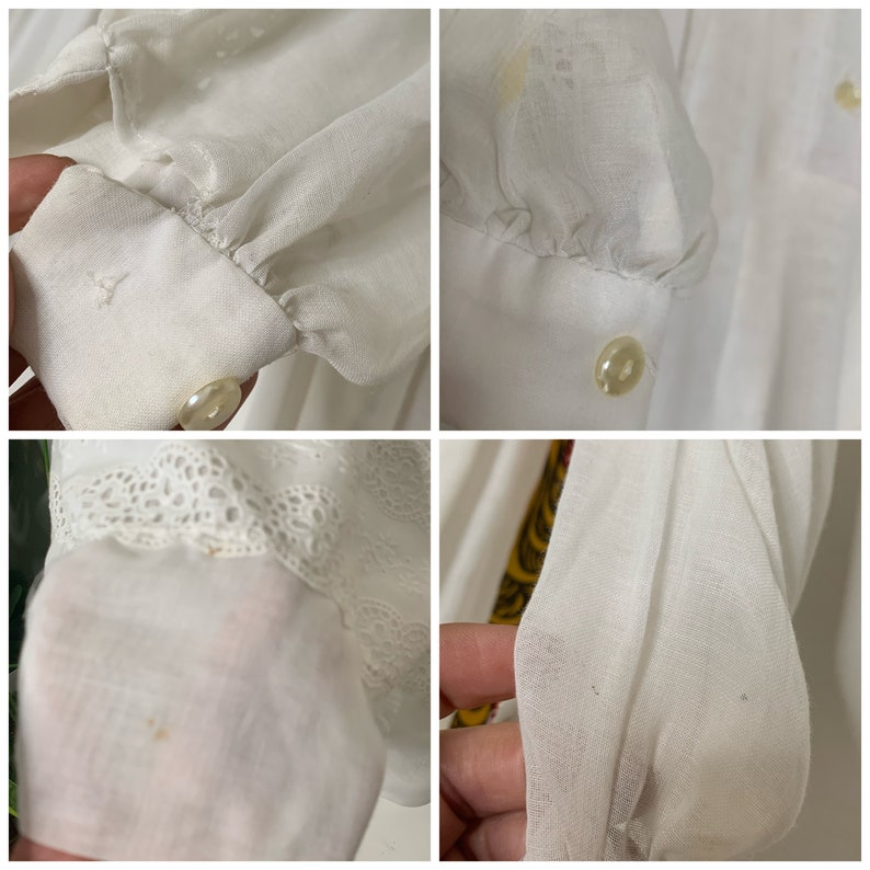 1970s Vintage Cottagecore Romantic Edwardian White Maxi Dress S