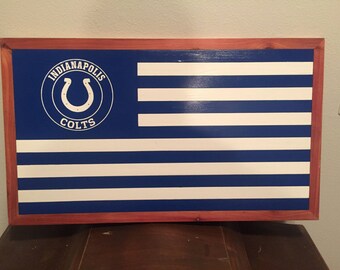 Hand Crafted Colts Solid Wood Flag