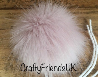 Ballet Pink Pom Pom | Luxury Faux Fur |  Handmade in UK | Hand Washable | 4 attaching yarns | Available in 5 sizes