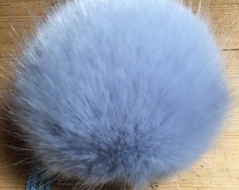 Baby Blue Mink Pom Pom | Luxury Faux Fur | Handmade in UK | Detachable, Sew/Tie on | Hand Washable | 4 attaching yarns | Available in 5 size