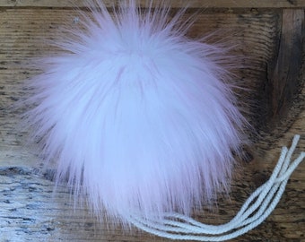 Pink Haze Pom Pom | Luxury Faux Fur | Handmade in  UK | Hand Washable | Detachable, sew or tie on | 4 attaching yarns | Available in 4 sizes