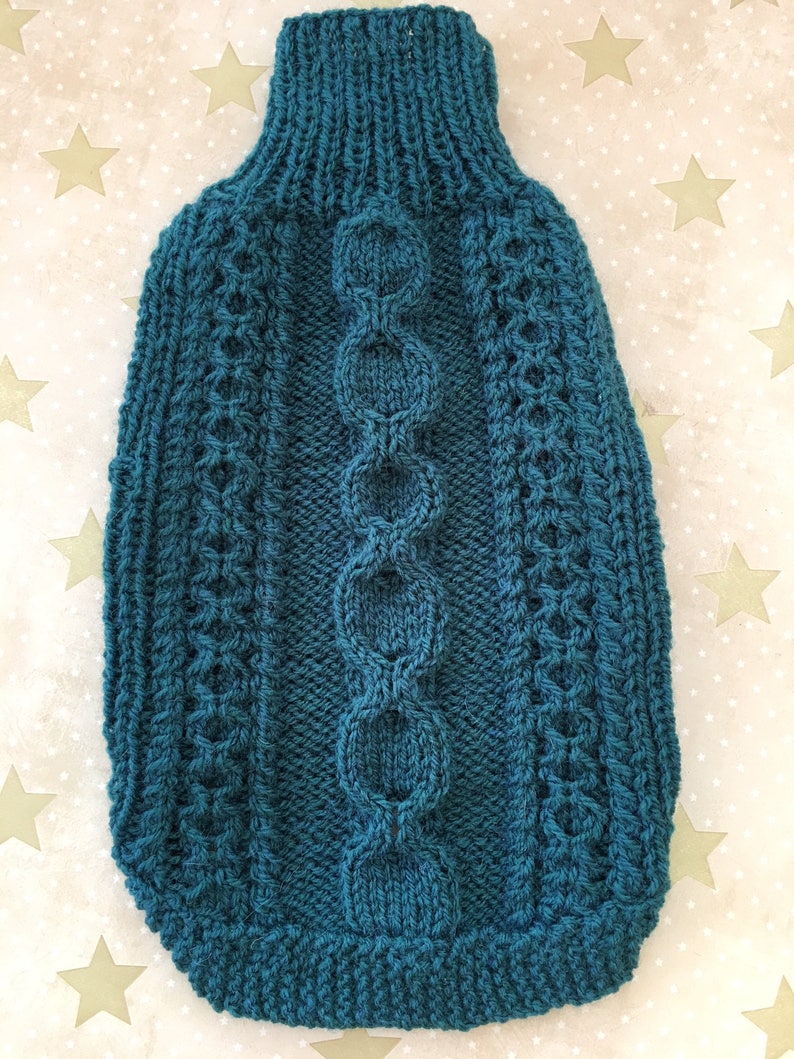 Designer Dog Jumper Size Small Hand Knitted Aran Pattern Etsy UK