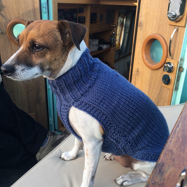 Boy Dog Jumper | Hand Knitted in UK | Size Small | For Jack Russell, Patterdale, Bichon, Boston etc | Ready to post | Easy on