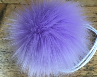 Lilac Luxury Faux Fur Pom Pom | Handmade in UK | Hand Washable | Sew or Tie on | 4 strong attaching yarns | Get some lilac in your life now!