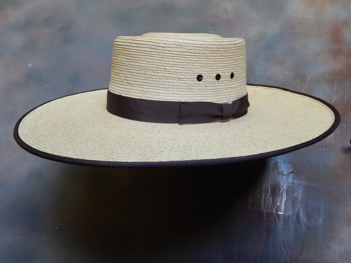 5 Brim Palm Leaf Buckaroo Straw Western Cowboy Hat Etsy