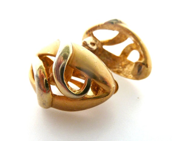 Paires De Clips à Pendentifs Dorés Vintage Années 1970 - Énormes, En Métal Doré, Parfait état