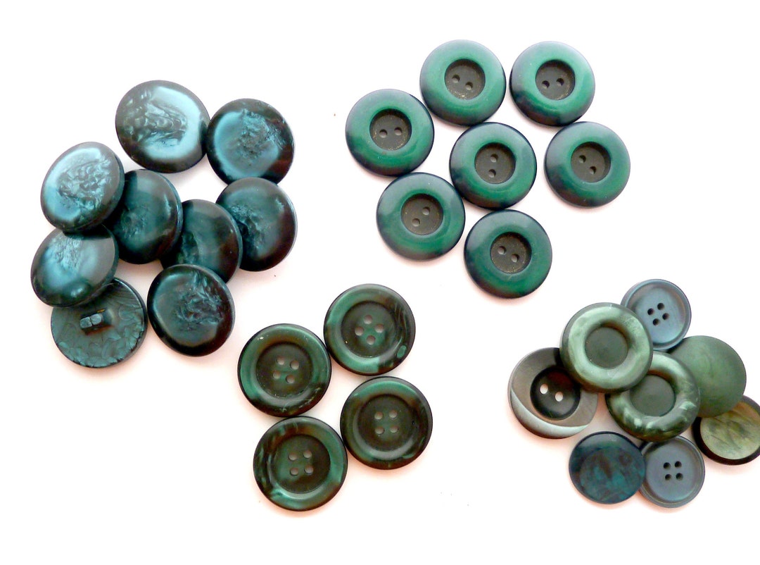 Vintage Green Buttons 28mm 23mm Emerald Green Blue/green Matt Etsy