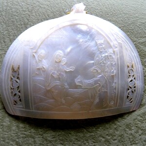 Mother of Pearl Icon Ancient Carved  Icon Adoration of the Mags Pilgrims Jewels Religiouse Icon For Orthodox Christians Collectibles Finding