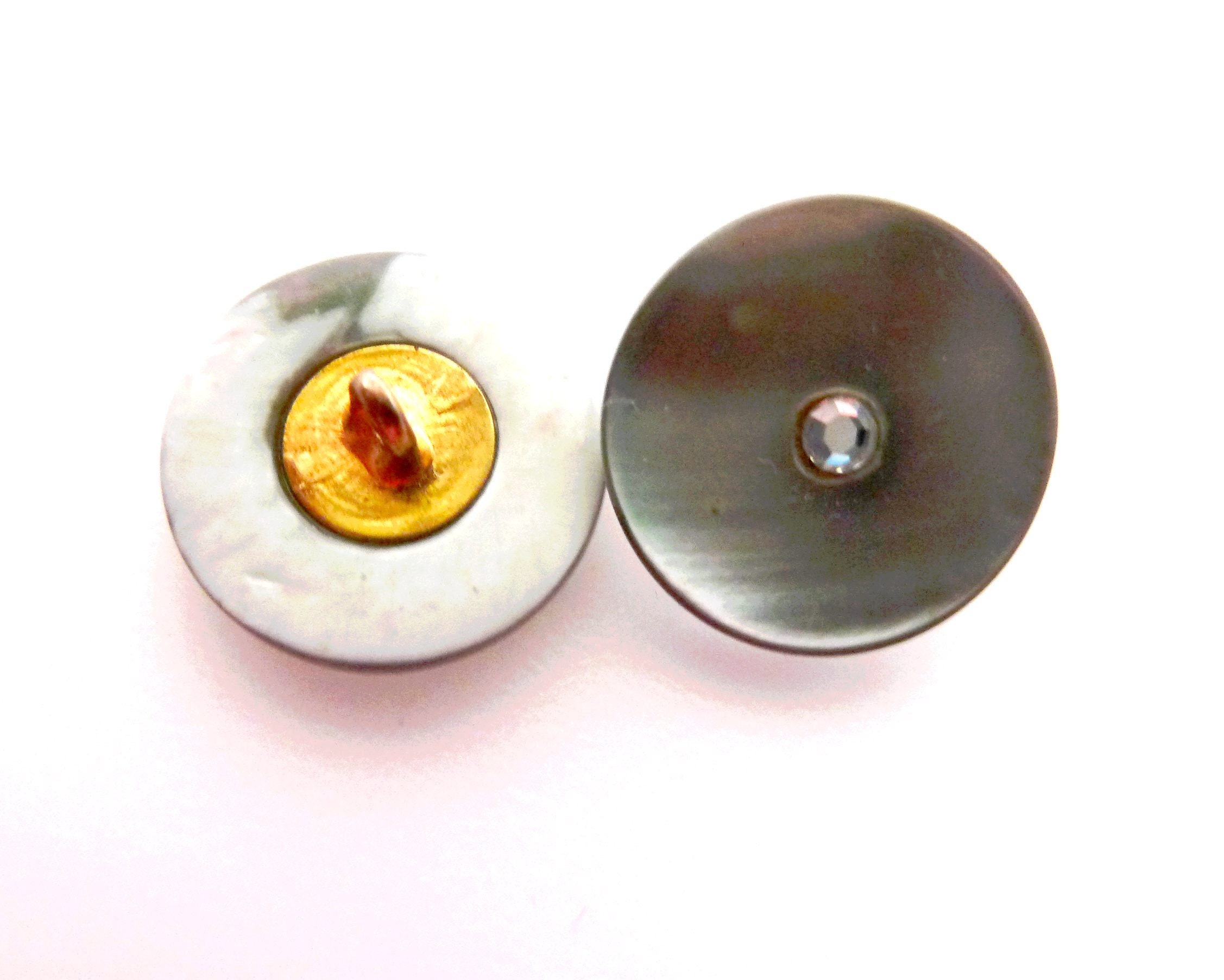 Ancient Mother of Pearl Buttons MOP and Crystals Buttons Set - Etsy