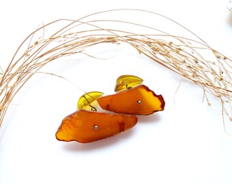 Amber Сufflinks Men&#39;s vintage 1970s USSR Vintage Cufflinks Genuine Baltic amber Natural Shape Vintage Party Gift for Boyfriend for Dad Him