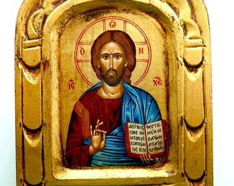 Orthodox Icon, Ancient icon, Greece Icon, Jesus Christ icon, Handmade painting, Road icon, Religiouse gift, Orthodox Christians, Chrustians