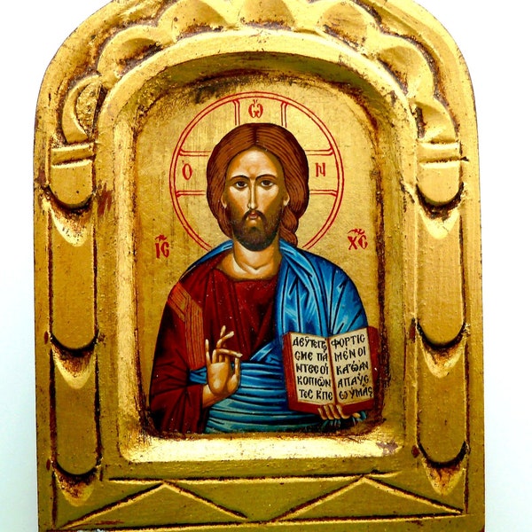 Orthodox Icon, Ancient icon, Greece Icon, Jesus Christ icon, Handmade painting, Road icon, Religiouse gift, Orthodox Christians, Chrustians