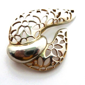 Gold Metal Brooch Large Vintage Brooch Gift for Daughter Birthday Gift Valentine&#39;s Day Gift Floral Vintage 1980s Mother Day Gift Ideas