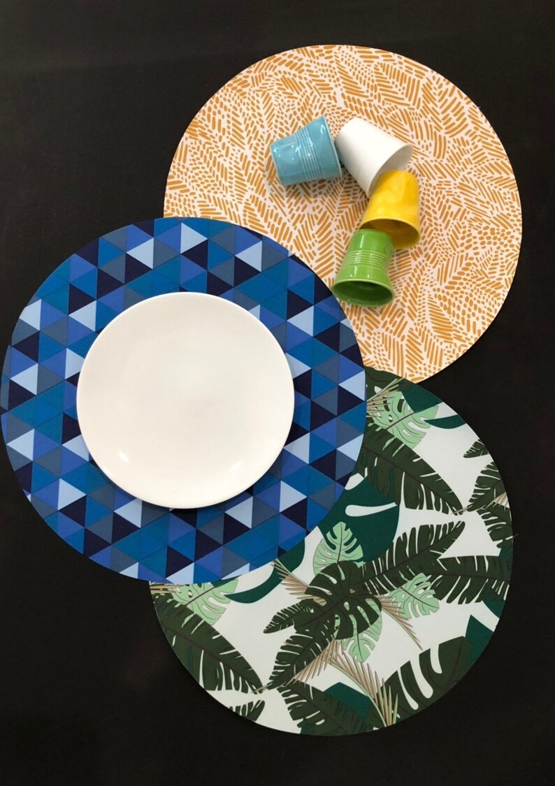 Round Placemats Set 14 5 Placemat Thanksgiving Table Decor Wipeable Yellow Fall Waterproof