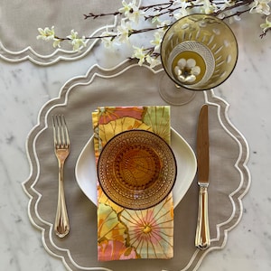 Juego de manteles individuales redondos de 4, 6 y 8 pulgadas con borde festoneado de color beige natural para Pascua, primavera, formales, informales, para mesa, bodas, regalos especiales, regalos para el hogar