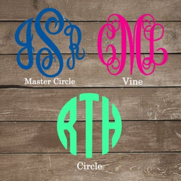 Monogram Vinyl Decal - Monogram Sticker - Monogram  Car Decal - Yeti Decal - Stanley Decal - Vinyl Monogram - Laptop Sticker