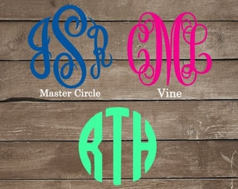 Monogram Vinyl Decal - Monogram Sticker - Monogram  Car Decal - Yeti Decal - Stanley Decal - Vinyl Monogram - Laptop Sticker