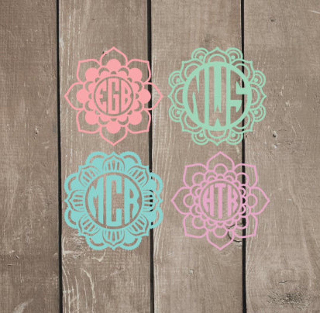 Mandala Monogram Vinyl Decal - Monogram Sticker - Monogram Car Decal ...