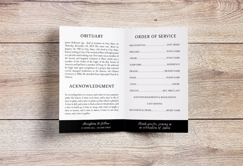 Print Ready Photo Collage Memorial Program FUNERAL PROGRAM obituary memorial service Collage Funeral Program In Loving Memory