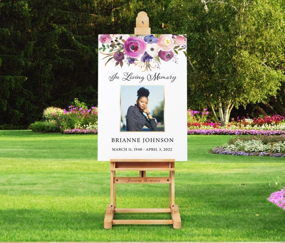 FUNERAL WELCOME SIGN L Celebration of Life Decoration Memorial Service Sign  floral Memorial Sign Funeral Decor Idea 019 