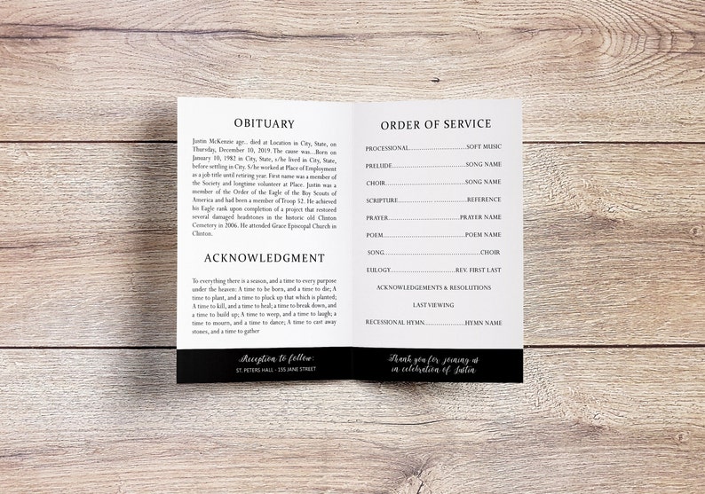 Print Ready Photo Collage Memorial Program FUNERAL PROGRAM obituary memorial service Collage Funeral Program In Loving Memory