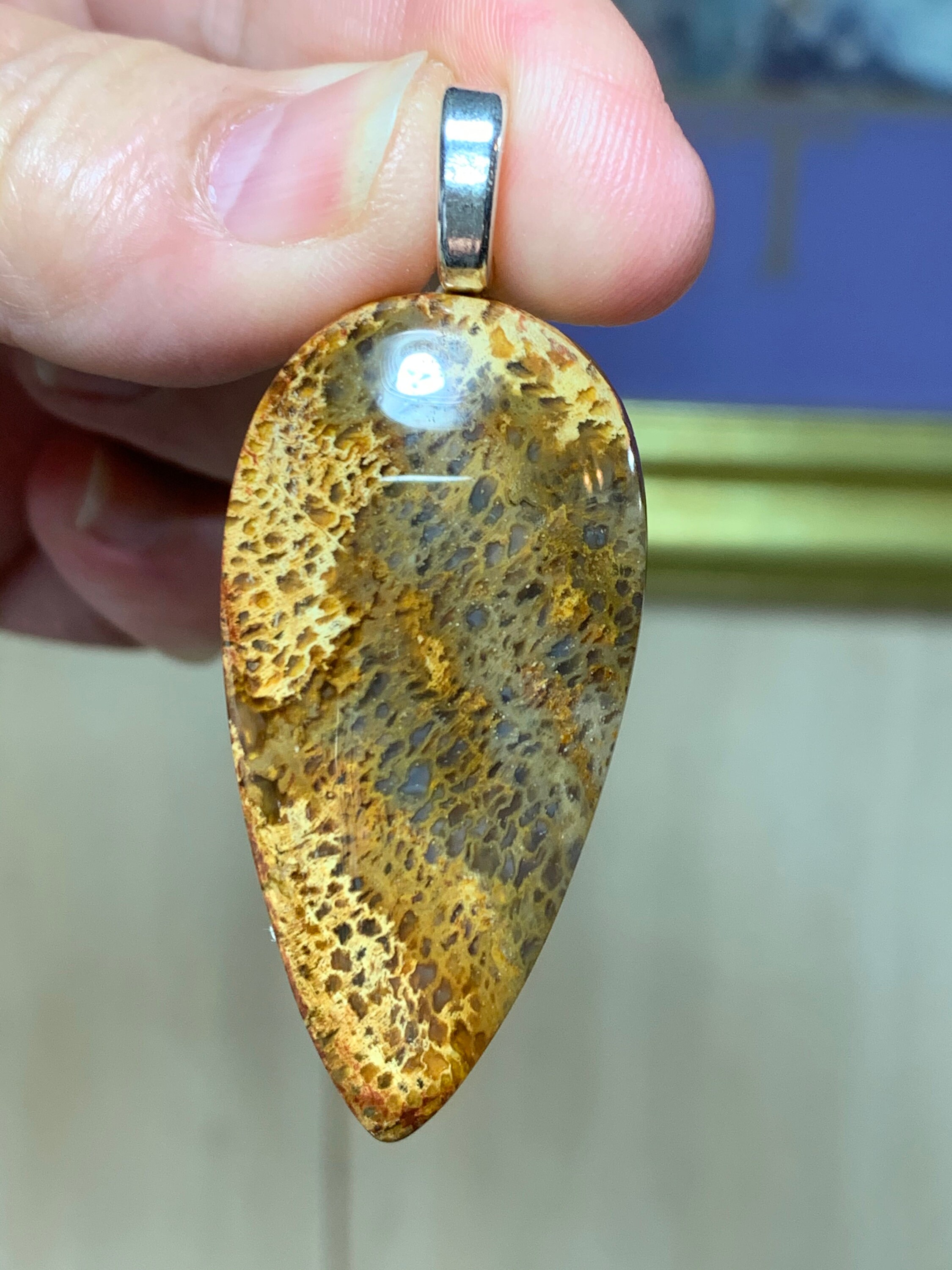 Natural Yellow Moss Agate Gemstone Pendant Healing Stone | Etsy