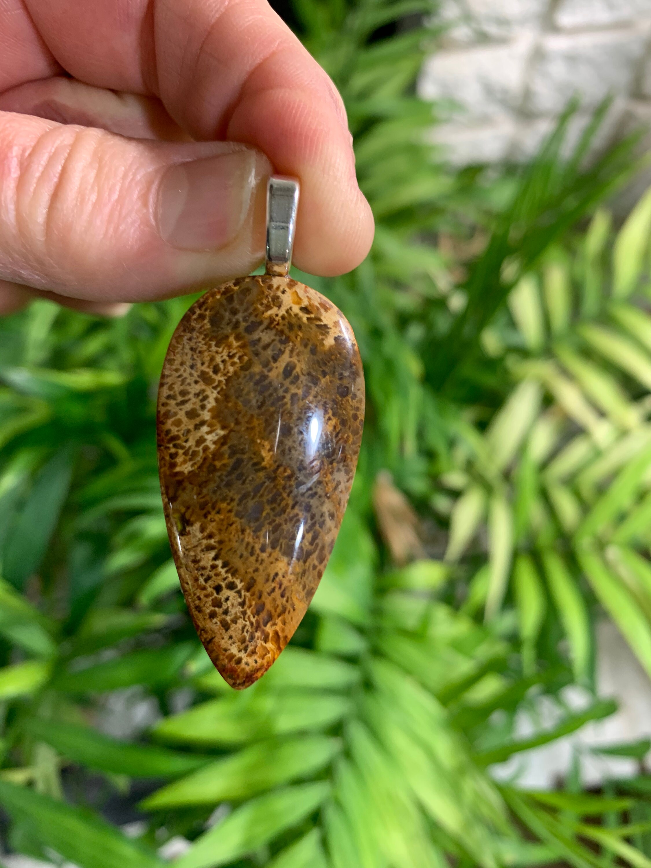 Natural Yellow Moss Agate Gemstone Pendant Healing Stone | Etsy