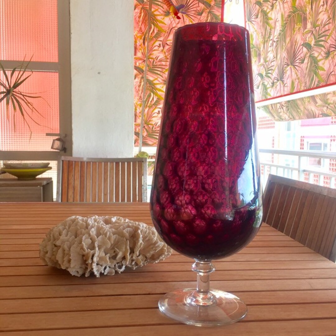 Large Purple Glass Vase Cup 1950s. Glass Vase Etsy