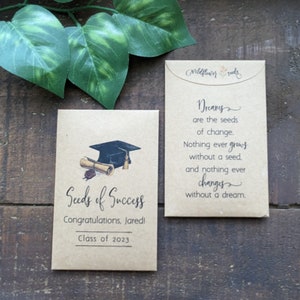 Personalized Graduation Party Seed Packet Favors Seeds of Success