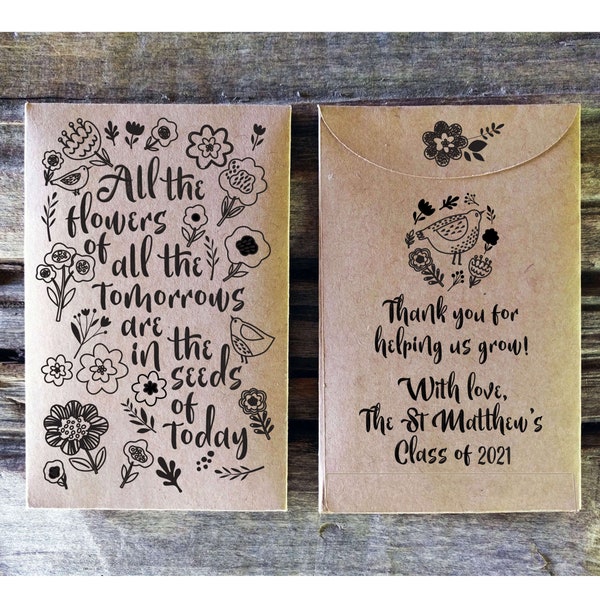 Teacher Appreciation Gift, Inspirational Seed Packet Favors, From Student School Board of Education PTO PTA, Thank You Teachers