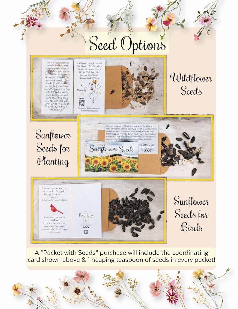 Celebration of Life Personalized seed envelopes, Funeral seed packets, Memorial Seed Packet Favors, Custom Remembrance gift for guests image 5