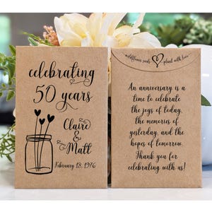 Personalized Wedding Anniversary Favor, Seed Packet Guest Gift, Customizable Seed Packet, Rustic Anniversary Keepsake, Garden Theme Party
