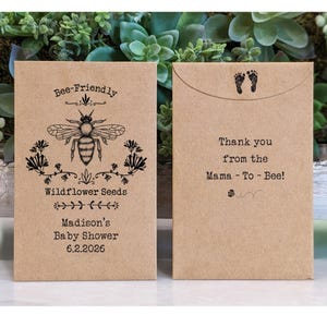 Baby Shower Favor, Bee Theme Seed Packet Gift for Guests, Customized & Personalized Party Favors, Mom or Parents to Bee, Eco Friendly Favors