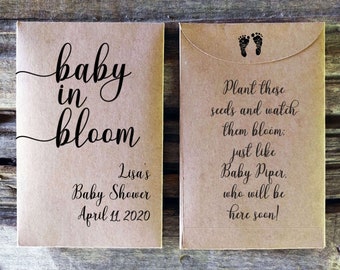 Baby Shower Seed Packet Favor, Personalized & Customized, Baby in Bloom Theme, Rustic Shower Keepsake, Unique Gift for Guests, Eco Friendly