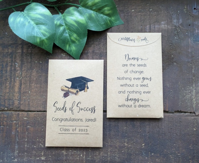 Personalized Graduation Party Seed Packet Favors Seeds of Success