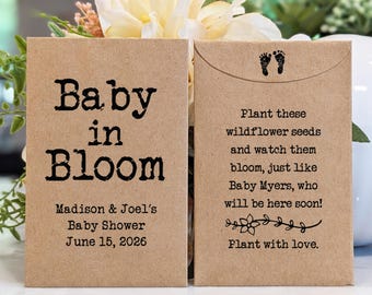 Baby Shower Seed Packet Favor, Baby in Bloom Rustic Gift for Guests,  Personalized Customized Shower Keepsake, Baby Shower Decoration Idea