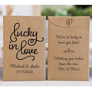 Lottery Ticket Wedding Favor Envelope, Custom Vegas Theme Scratch Card Holder, Personalized Gift for Guests, Lucky in Love Bridal Shower