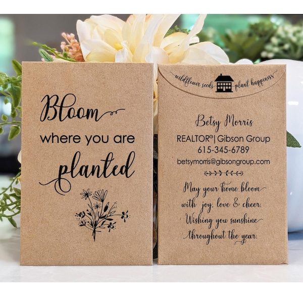 Real Estate Agent Business Cards Seed Packets, House Sales & Listing Agent Referral, Open House, Home Matchmaker, Referral Gift, Marketing