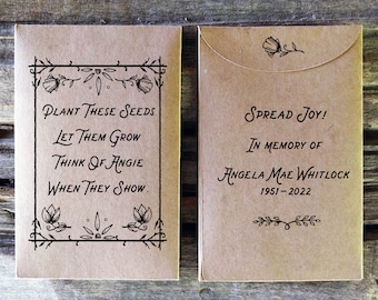 Celebration of Life Personalized seed envelopes, Memorial Seed Packet Favors, Funeral seed packets, Custom seed packets favors, Remembrance