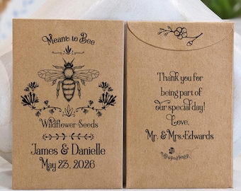 Honey Bee Seed Packet Wedding Favors, Eco Friendly Bridal Shower Keepsakes, Meant to Bee, Rustic Country Guest Gifts, Meant to Bee