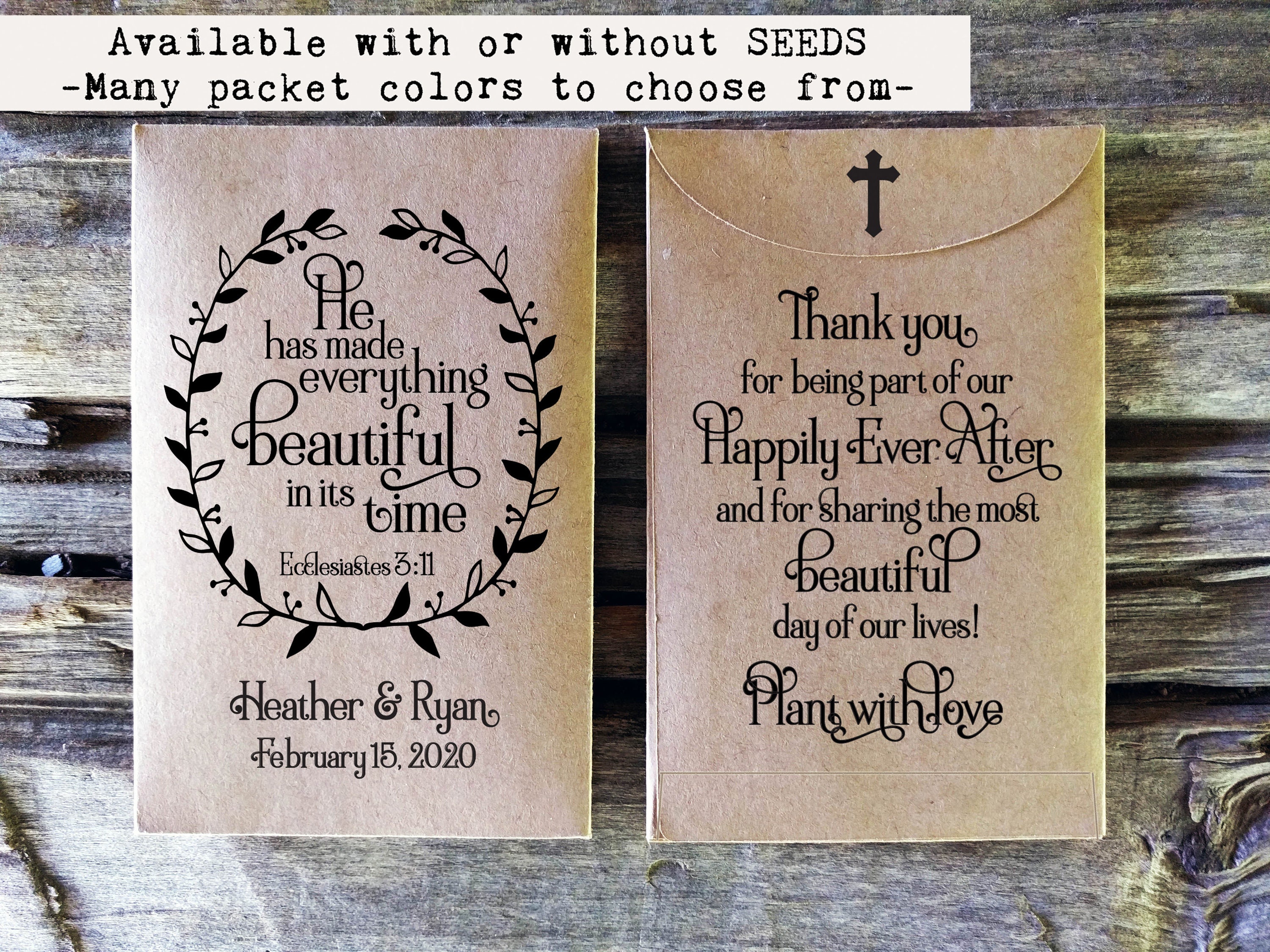 Bible Verse Seed Packet Wedding Favor Rustic Bridal Shower Etsy Canada