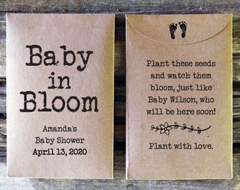 Baby Shower Seed Packet Favor, Baby in Bloom Rustic Gift for Guests, Personalized & Customized Shower Keepsake, Baby Shower Decoration Idea