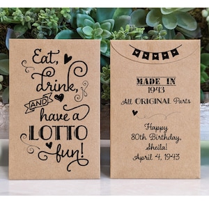 Lottery Ticket Birthday Favor Envelope, Vegas Milestone Party Favors, Scratch Card Holder, Unique Adult Celebration Gifts