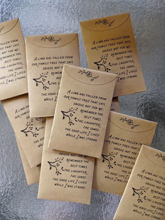 Memorial Seed Packet Favors, Funeral Seed Packets, Celebration of Life  Personalized Seed Envelopes, Custom Seed Packets Favors, Remembrance 