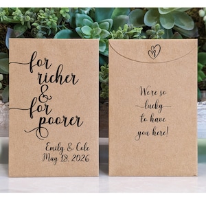 Lottery Ticket Wedding Favor Envelope, For Richer or Poorer, Vegas Wedding Favor, Rustic Scratch Card Holder