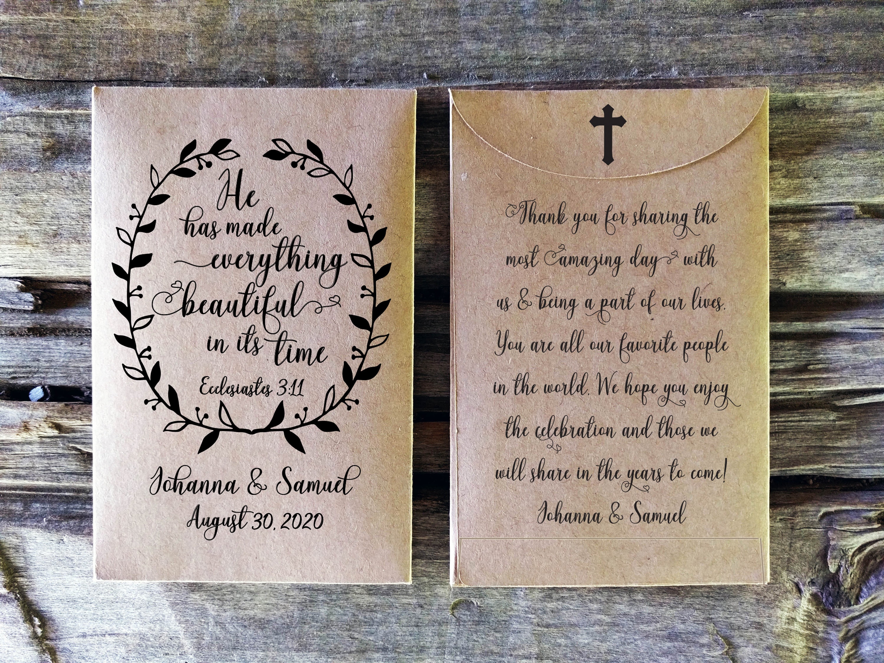 Bible Verse Seed packet Wedding Favor Rustic Bridal Shower | Etsy