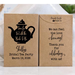 Custom Tea Party Bridal Shower Favors, Rustic Wedding Envelopes, Personalized Tea Packets, Unique Guest Gifts for Guests