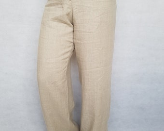 European Organic Linen Trousers Women Pure Linen Pants Size 14