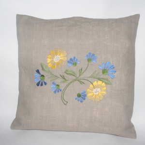 Embroidered Floral Print Vintage Linen Pillow Case Cushion Cover Home Decor